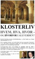 Plakat foredrag om klosterliv 2013-09-12