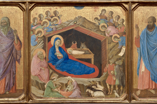 Dette panelet er en del av det monumentale alterverket Maestà (1311), skapt av den sienesiske mesteren Duccio di Buoninsegna.