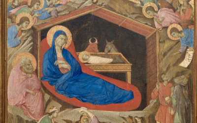 Dette panelet er en del av det monumentale alterverket Maestà (1311), skapt av den sienesiske mesteren Duccio di Buoninsegna. Utsnitt. 