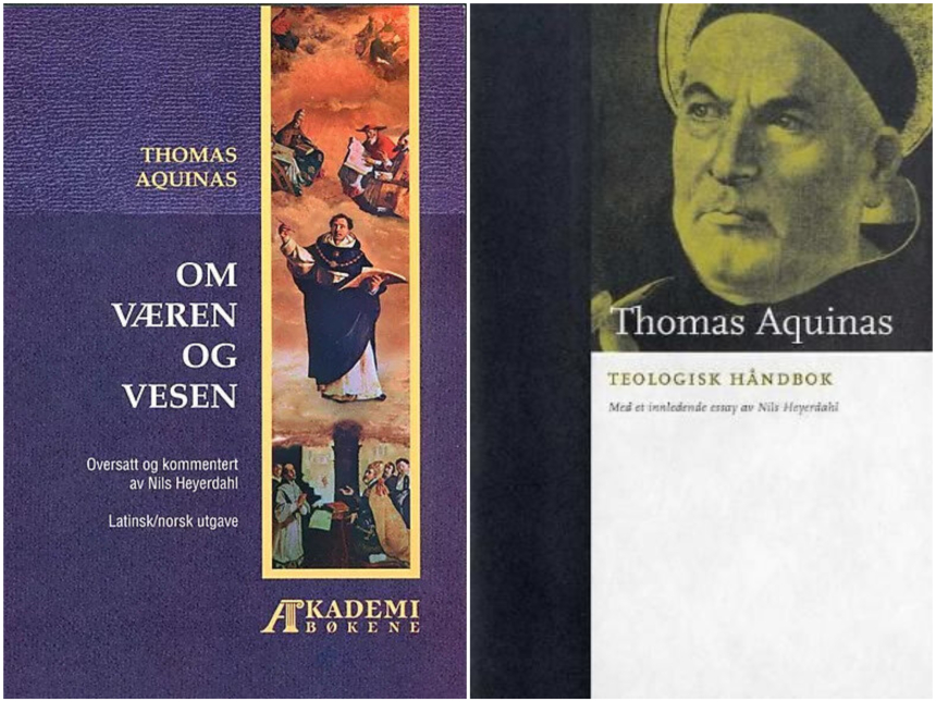 Omslag på bøker av Thomas Aquinas på norsk